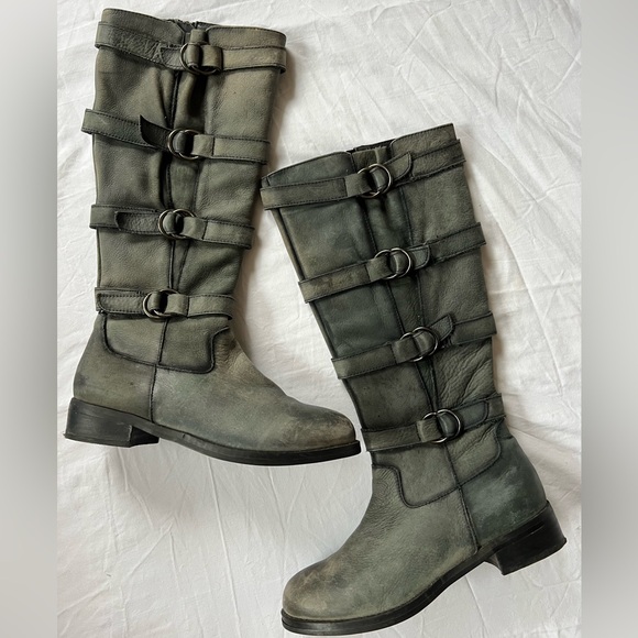 True Vintage buckle boots, tall buckle boots. Genuine leather buckle boots - Picture 3 of 6